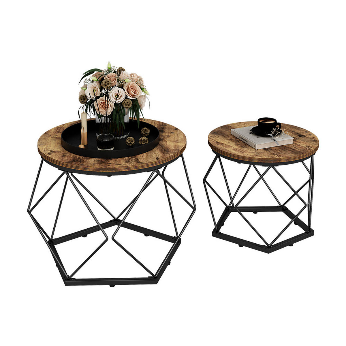 COUCHTISCH-SET Fyrk Eiche rustikal 50 x 40 cm 2 Teile - Wildeiche, Holzwerkstoff (40/50/50cm) - Vicco