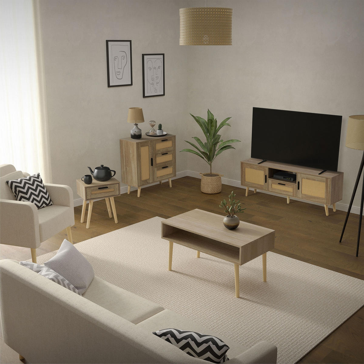 KOMMODE 4 Fächer - Beige, Holzwerkstoff (30/76/74cm) - ML-DESIGN