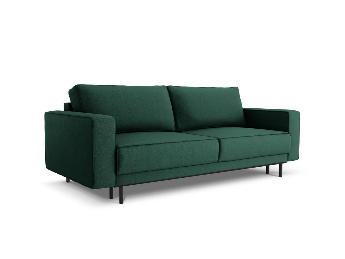 AUSKLAPPBARES-SOFA mit Bettkasten Caro aus strukturiertem Stoff grün 3 Sitzplätze - Grün, Textil (97/93/236cm) - Micadoni