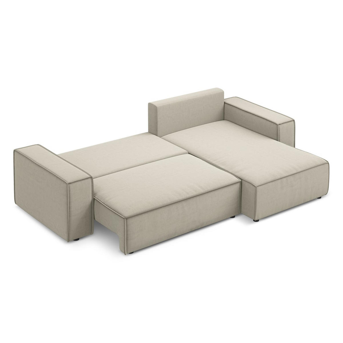 ECKSOFA mit Schlaffunktion Samt Stoff Creme - Perlmutt/Creme, Kunststoff/Textil (290/185cm) - LaMiaSofa