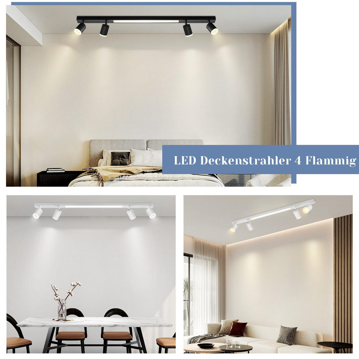 DECKENLEUCHTE Boden 4-flammig 110/5/15 cm - Weiß, Kunststoff (110/5/15cm) - Nettlife