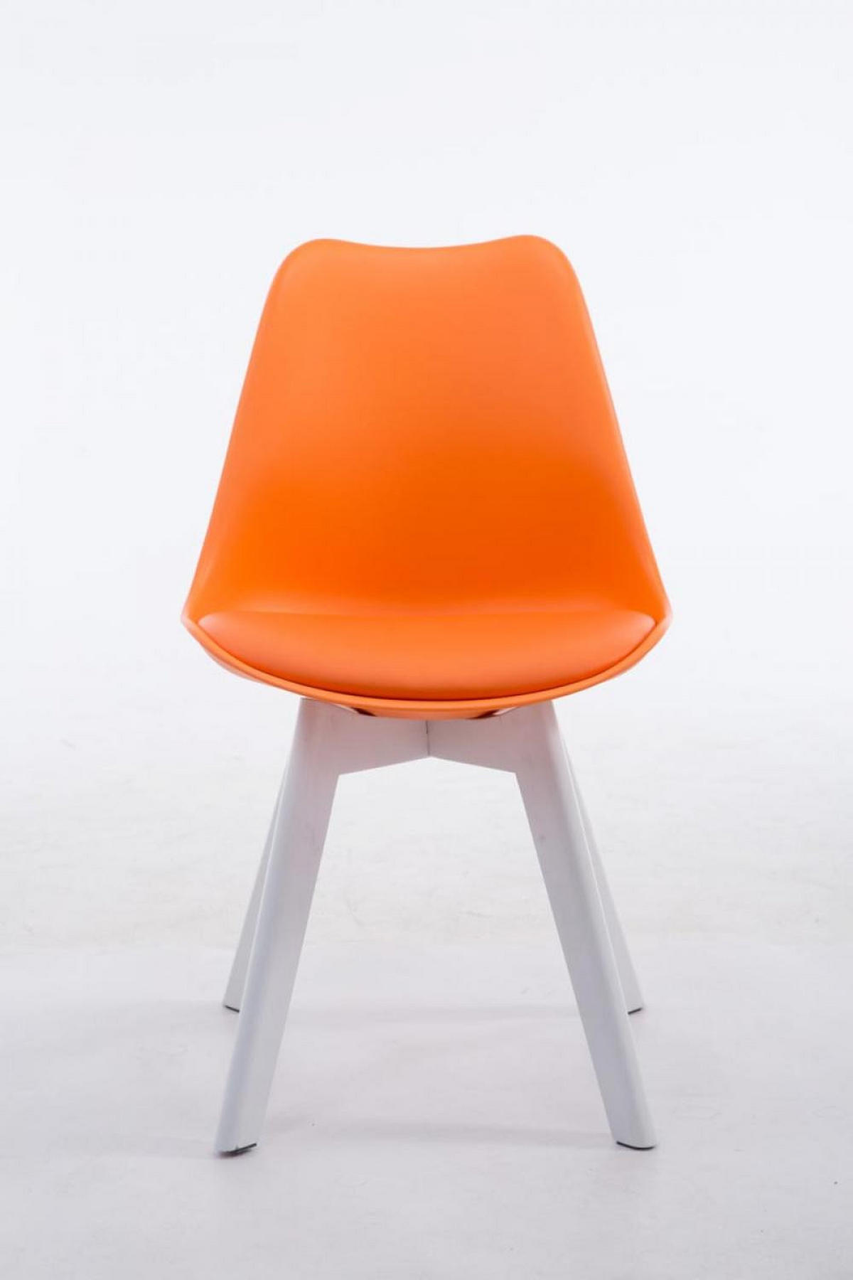 STUHL Lederlook orange - Weiß/Orange, Holz/Textil (48/84/41.5cm) - CLP