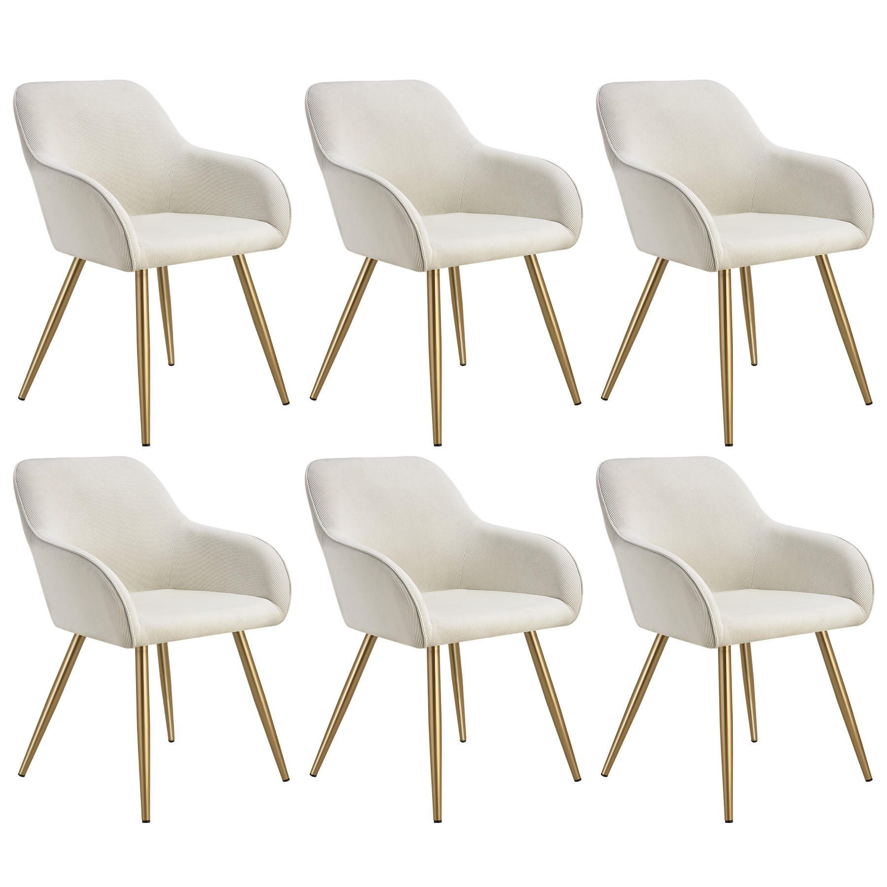 ESSZIMMERSTUHL 6er Set Marilyn 58 x 62 x 82 cm creme/gold - Goldfarben/Creme, Kunststoff (62/82/58cm) - tectake