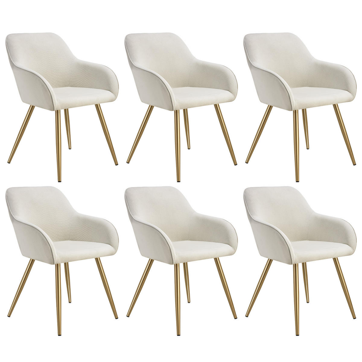 ESSZIMMERSTUHL 6er Set Marilyn 58 x 62 x 82 cm creme/gold - Goldfarben/Creme, Kunststoff (62/82/58cm) - tectake