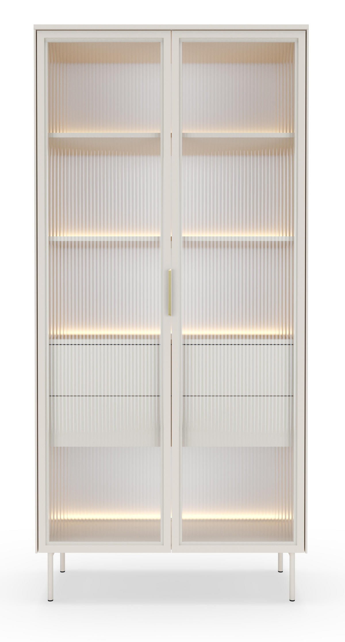 VITRINENSCHRANK 90 cm mit LED Senzia, 2 Türen, Schubladen, Kaschmir - Kaschmir, Holz (92/195/39cm) - Emporius