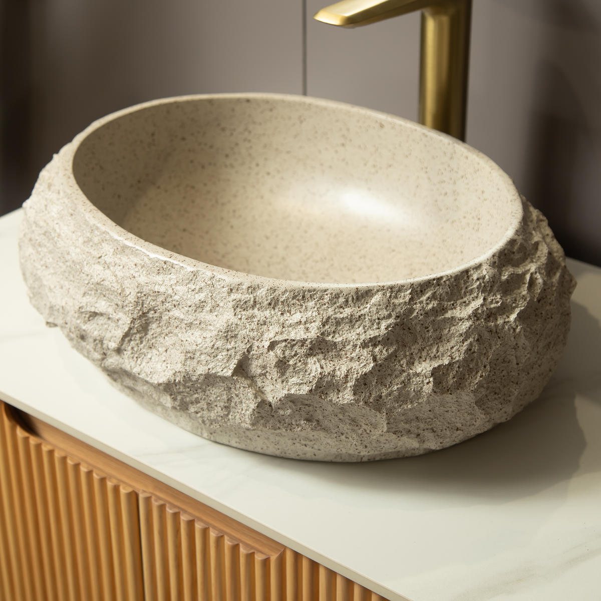 AUFSATZBECKEN Beige 45/32/15 cm - Beige, Holz (45/15/32cm) - PANGIVO