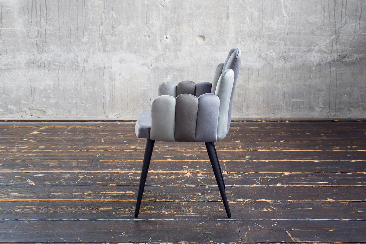 ESSZIMMERSTUHL FREJA Grau Velvet - Schwarz/Grau, Kunststoff/Textil (58/85/56cm) - KAWOLA