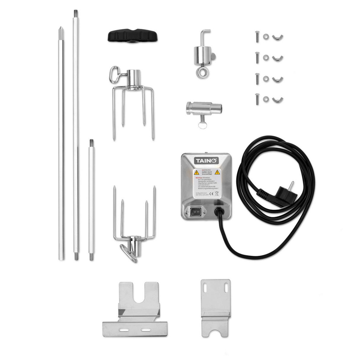 GASGRILL BLACK 2+1 Set mit Drehspieß - Schwarz, Metall (116/115/50cm) - TAINO