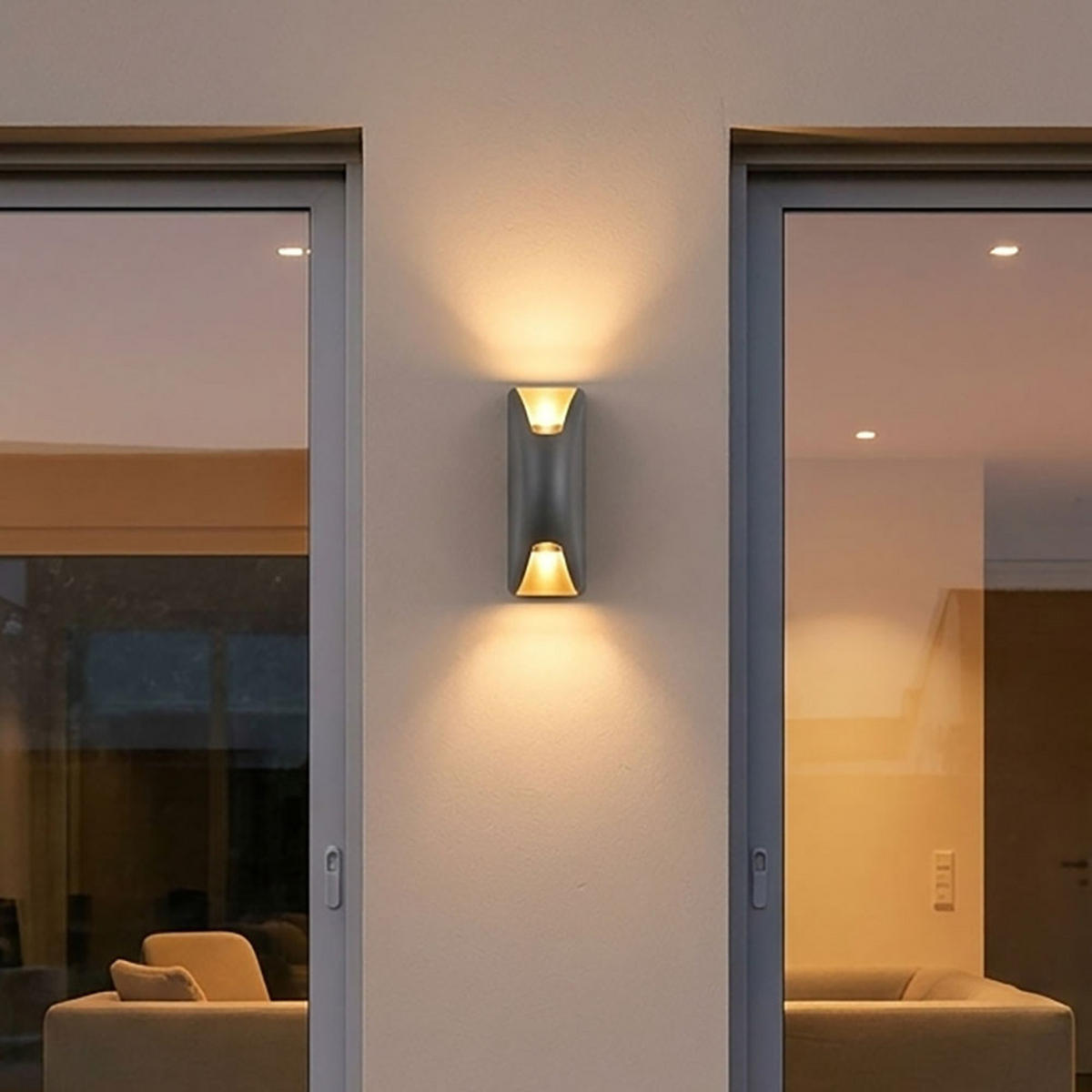 LED AUSSEN-WANDLEUCHTE Grau Metall - Grau, Glas (4.3/20/10cm)
