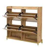 SCHUHSCHRANK aus MDF 108,5x24x100cm in Naturfarben mit Metallfüßen - Naturfarben, Holzwerkstoff (108.5/100/24cm) - Modfu