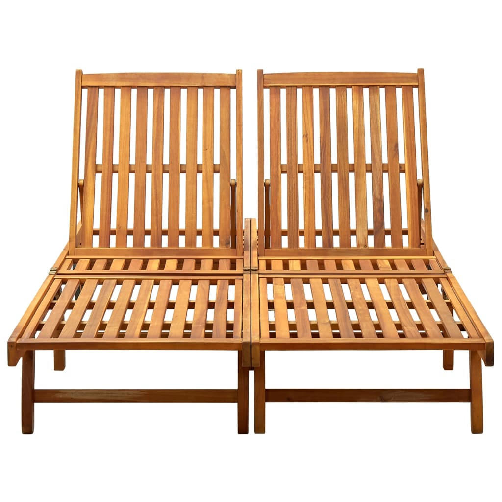 DOPPEL-SONNENLIEGE Massivholz Akazie - Braun, Holz (118/76/199cm) - furnicato