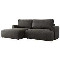 ECKSCHLAFSOFA TONO L Dunkelgrau Velvet - links - Dunkelgrau/Schwarz, Kunststoff/Textil (260/150cm) - MKS