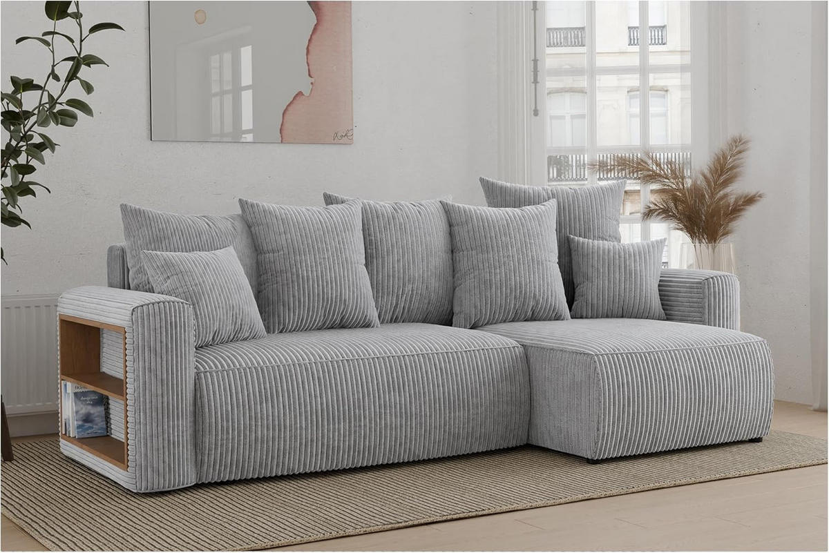 ECKSOFA SOLARIS L - Blau/Hellgrau, Holzwerkstoff (238/142cm) - Meblini