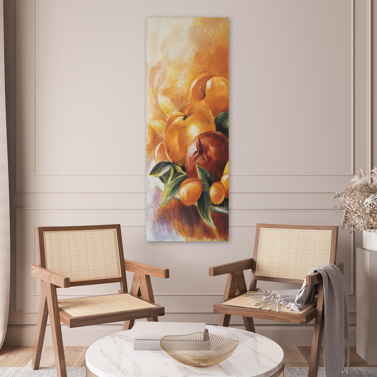 WANDBILD frisches obst gemalt - Orange, Textil (30/90cm) - Feeby