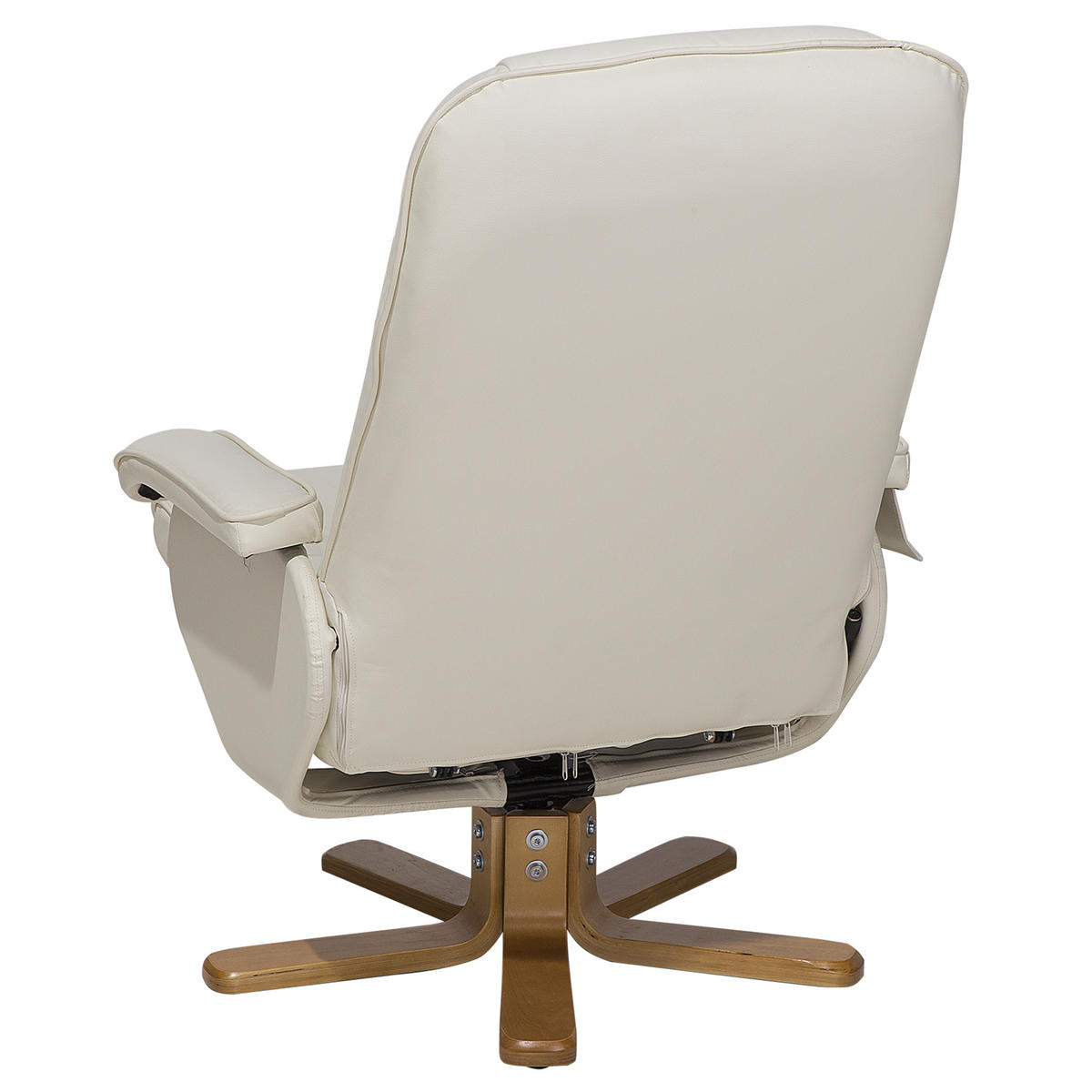 MASSAGESESSEL mit Fußhocker Kunstleder Beige Relaxpro - Beige, Holz/Textil (70/98/50cm) - Beliani