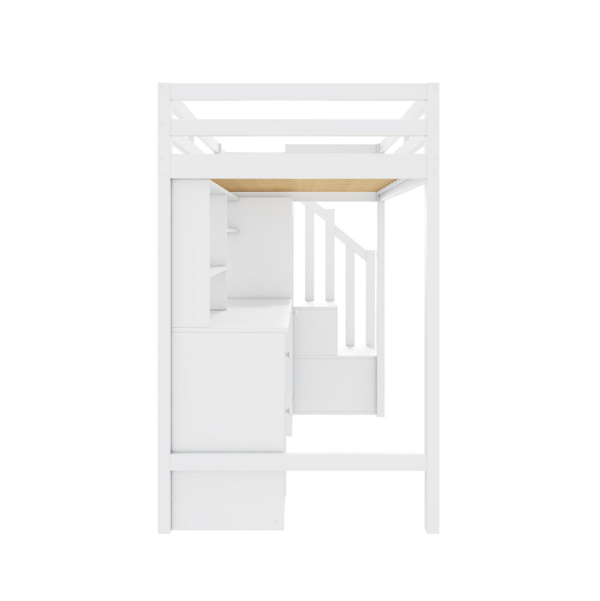 ETAGENBETT 90/200 cm Weiß mit Schreibtisch und Stauraum - Weiß, Holz (90/200cm) - OKWISH