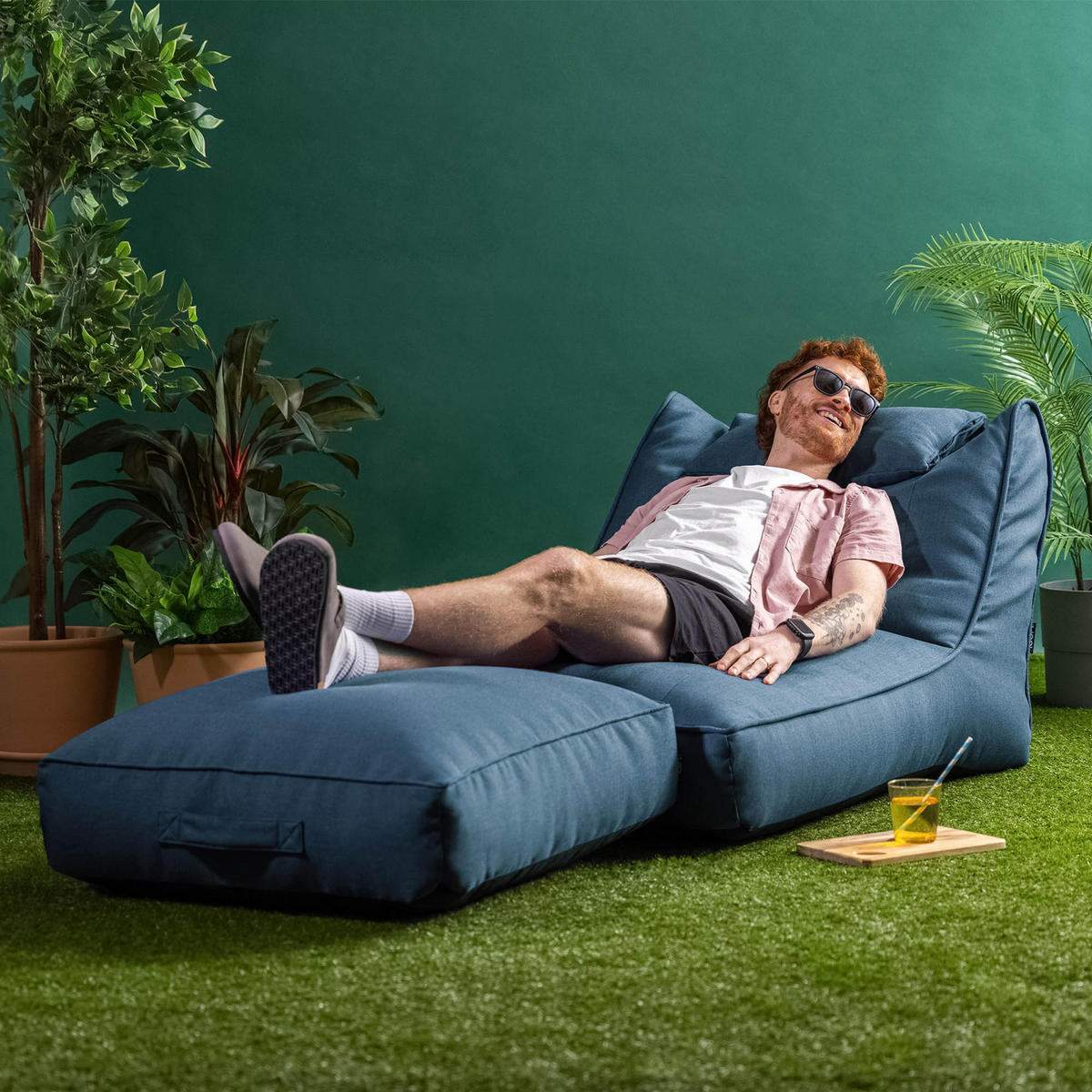 SITZSACK Outdoor mit Bodenkissen Nova - Blau, Textil (84/68/180cm) - icon