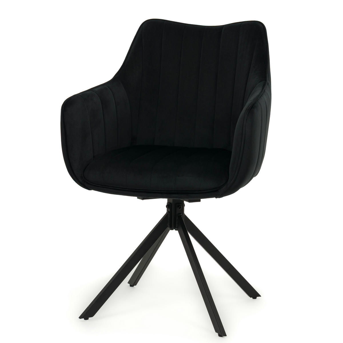 STUHL PIANO drehbar gepolsterter mit Steppung - schwarz - Velour - Schwarz, Textil/Metall (59/88/61cm) - NEW HOME