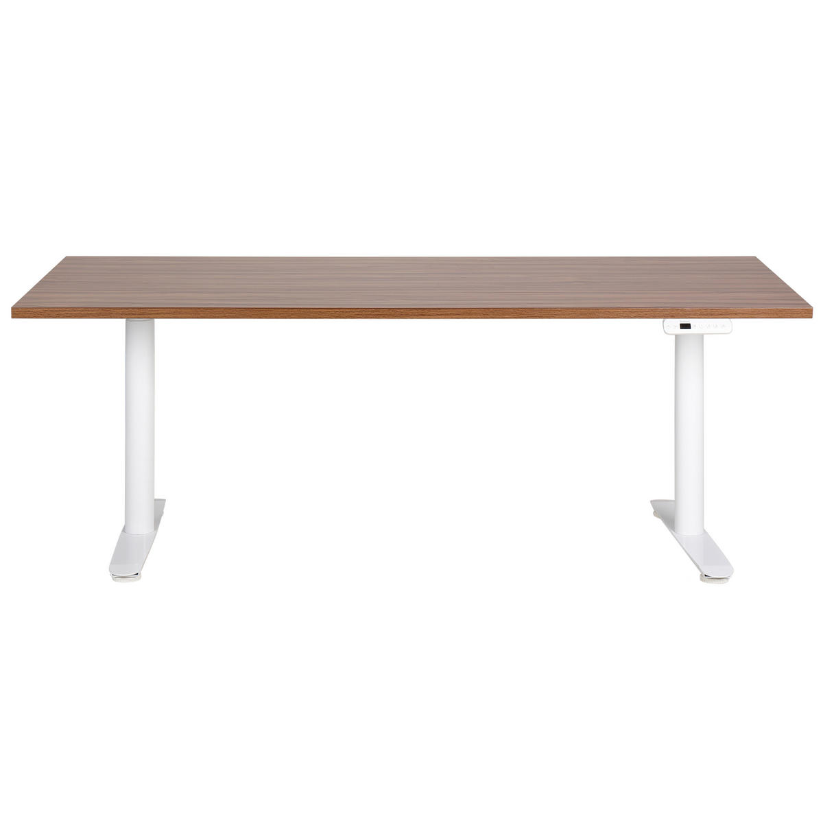 SCHREIBTISCH braunweiß 180/72 cm elektrisch höhenverstellbar Destin IV - Dunkelbraun/Weiß, Holz (72/180/67cm) - Beliani
