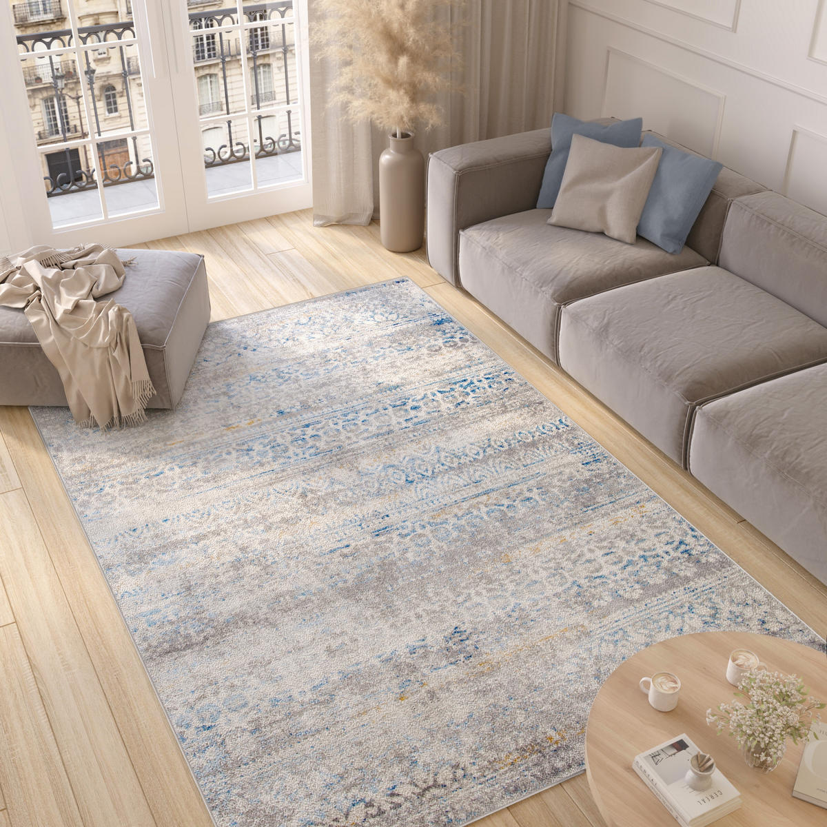 TEPPICH VALLEY Grau Blau 140/200 cm - Blau, Textil (140/200cm) - Tapiso