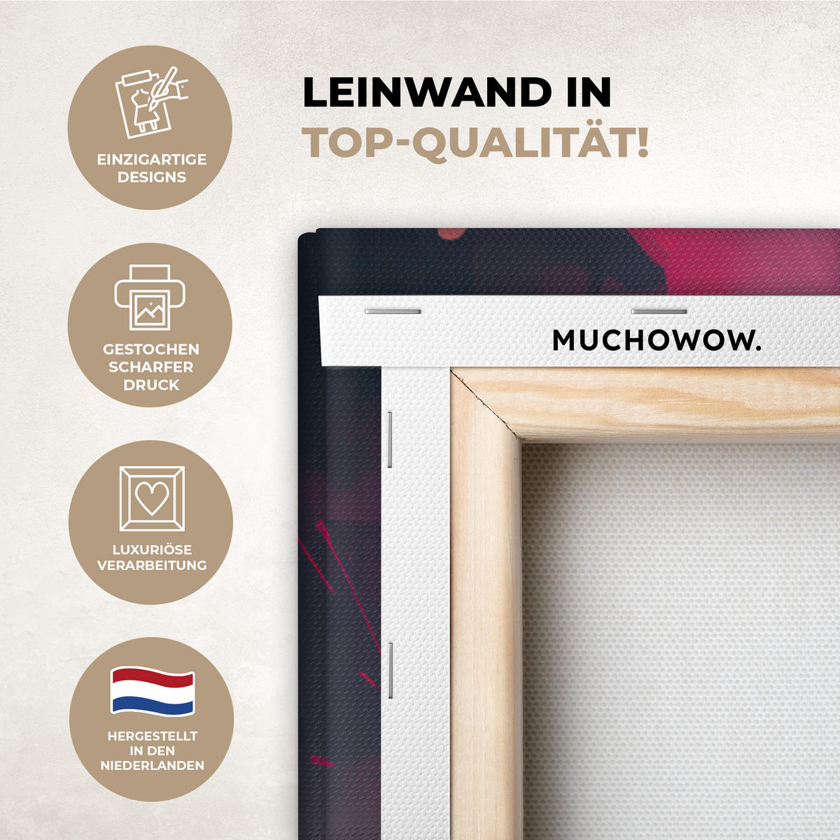 LEINWANDBILD Panda - Jacke - Graffiti - Orange Deko Groß 90x90 cm - Orange, Textil (90/90cm) - MuchoWow