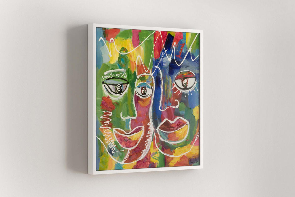 RUČNE MAĽOVANÝ AKRYLOVÝ OBRAZ 80/80 cm, viacfarebný, figurálny motív - viacfarebná, drevo/textil (80/80cm) - KUNSTLOFT