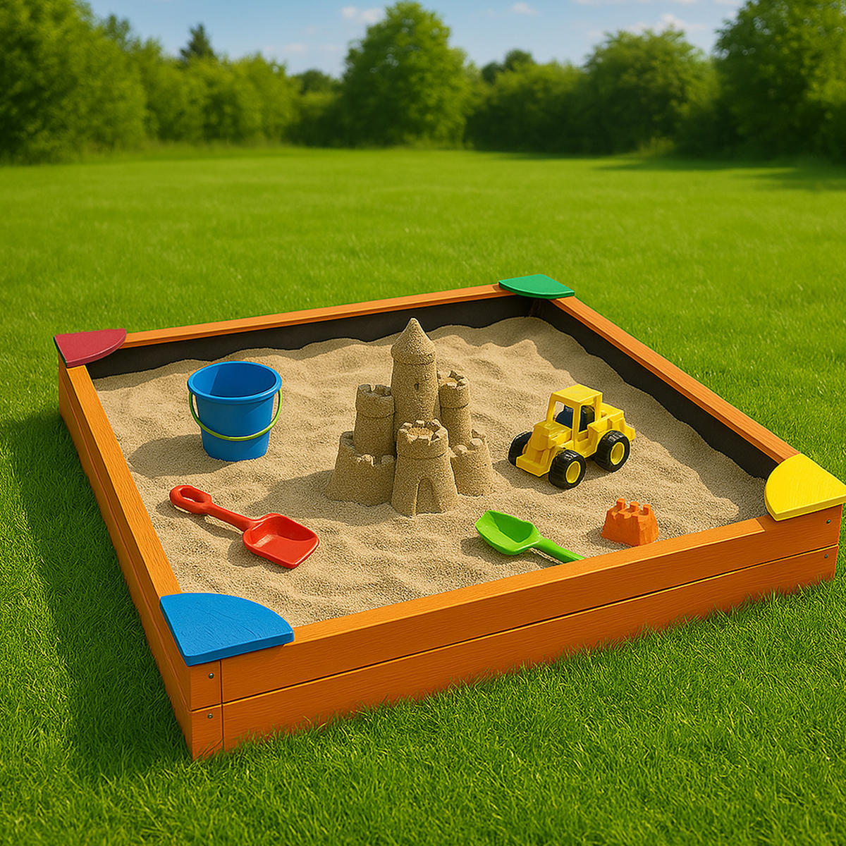 SANDKASTEN aus Holz mit Abdeckung 90 cm - Braun, Naturmaterialien (90/90cm) - Bestlivings