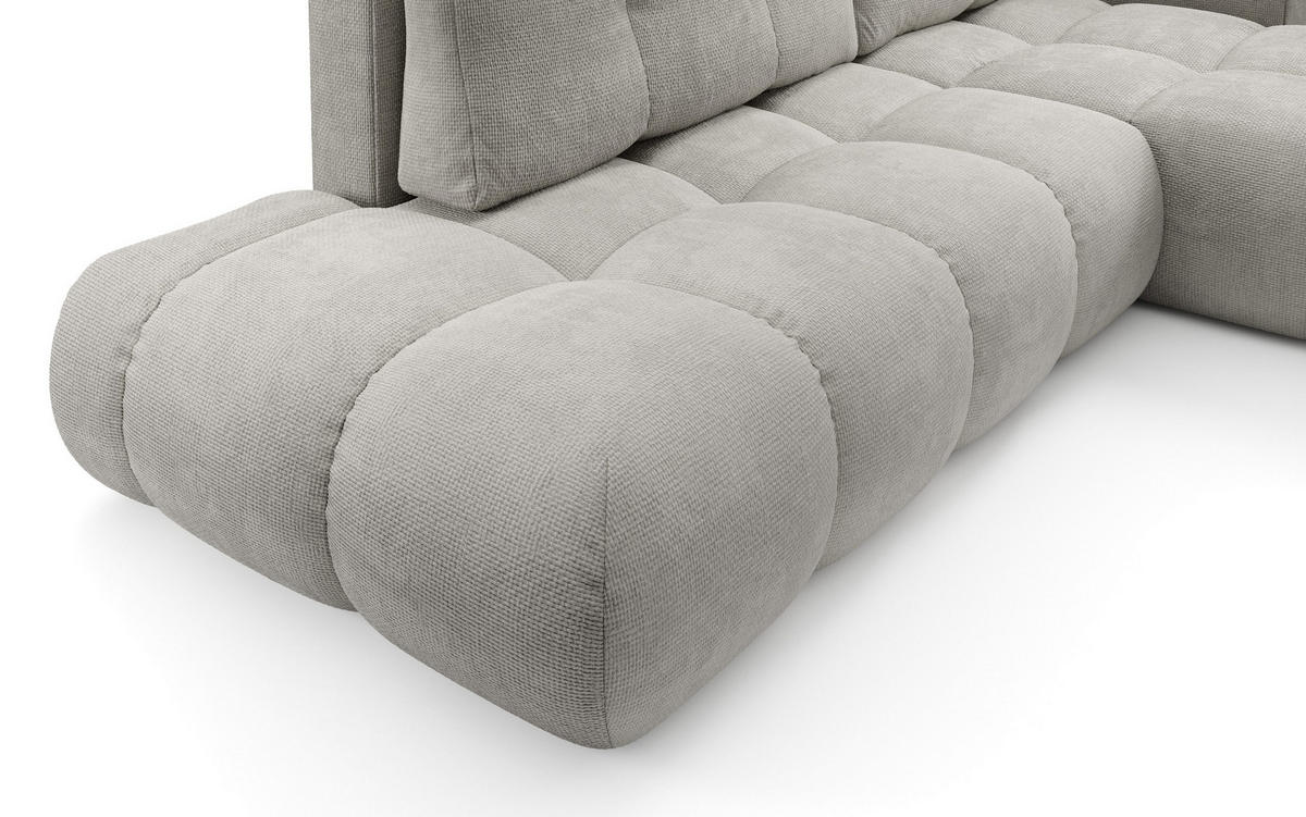 ECKSOFA DUCA R-S Hellgrau Chenille mit Schlaffunktion - Hellgrau, Holz (266.5/266.5cm) - MASSENO