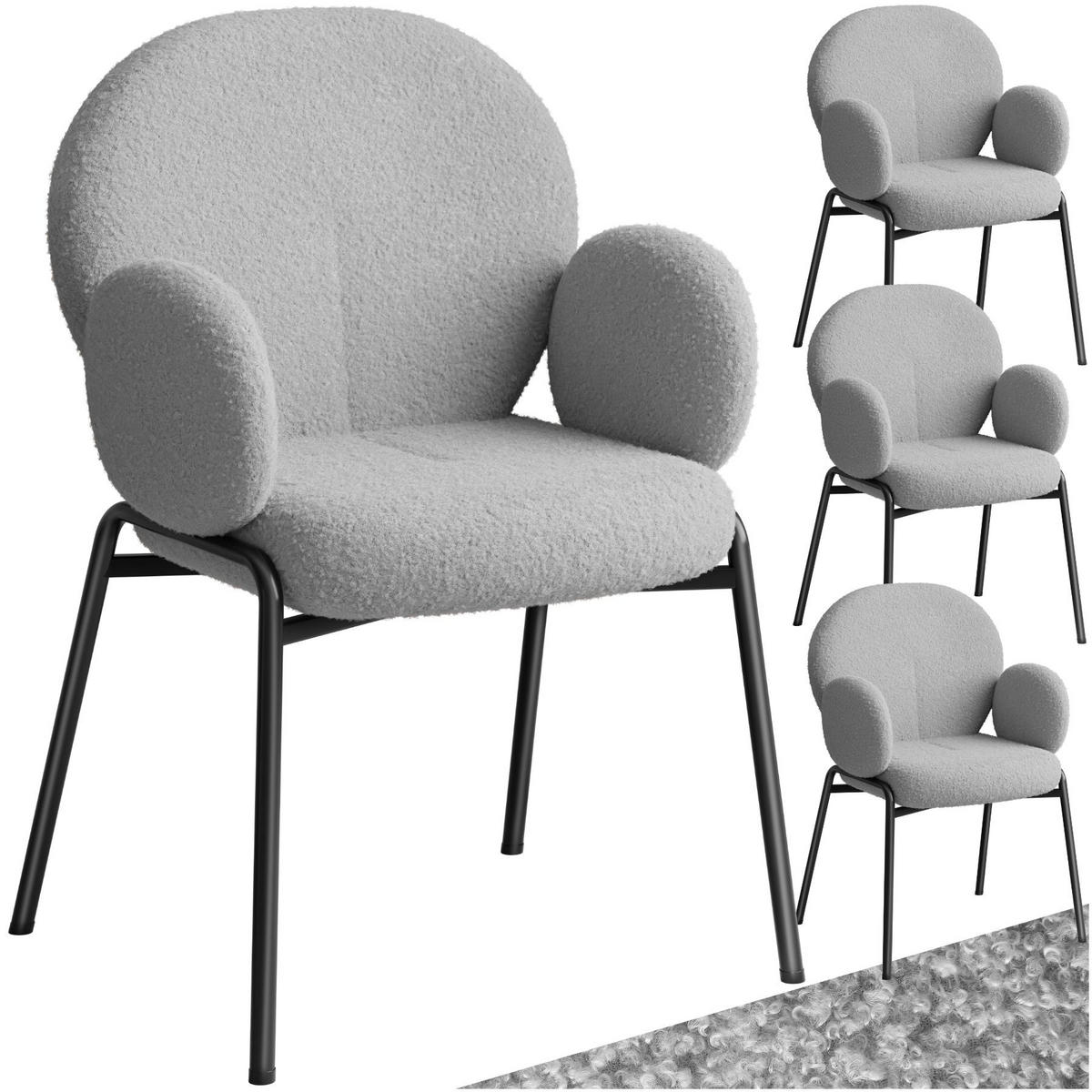 STUHL 4er Set Scandi Belastbarkeit 120 kg 61 5 x 62 x 90 - Hellgrau, Kunststoff (62/90/61.5cm) - tectake
