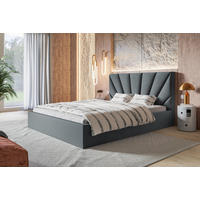 BETT 180x200 - Polsterbett mit Bettkasten und Holzrahmen - Modern Betten - Glatter Kronos-Stoff - Kollektion Denver, Dunkelgrau - Dunkelgrau, Holz/Textil (180/200cm) - Alpi-Möbel