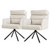 ESSZIMMERSTUHL 2er Set drehbar Beige Stoffbezug - Beige/Schwarz, Textil/Metall (64.5/93/64cm) - ML-DESIGN