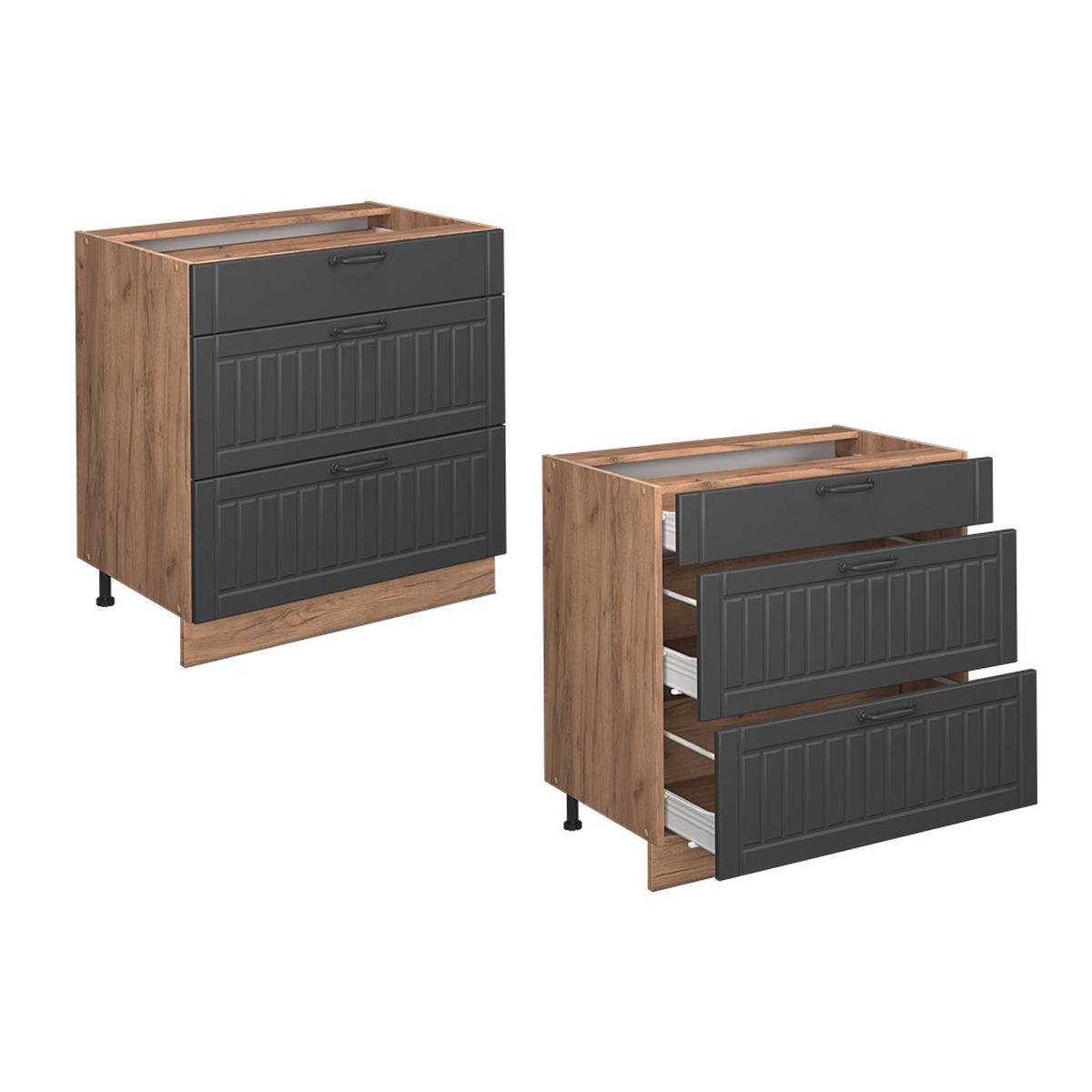 Honigeiche/Dunkelgrau, Holzwerkstoff (80/82/60cm) - Vicco