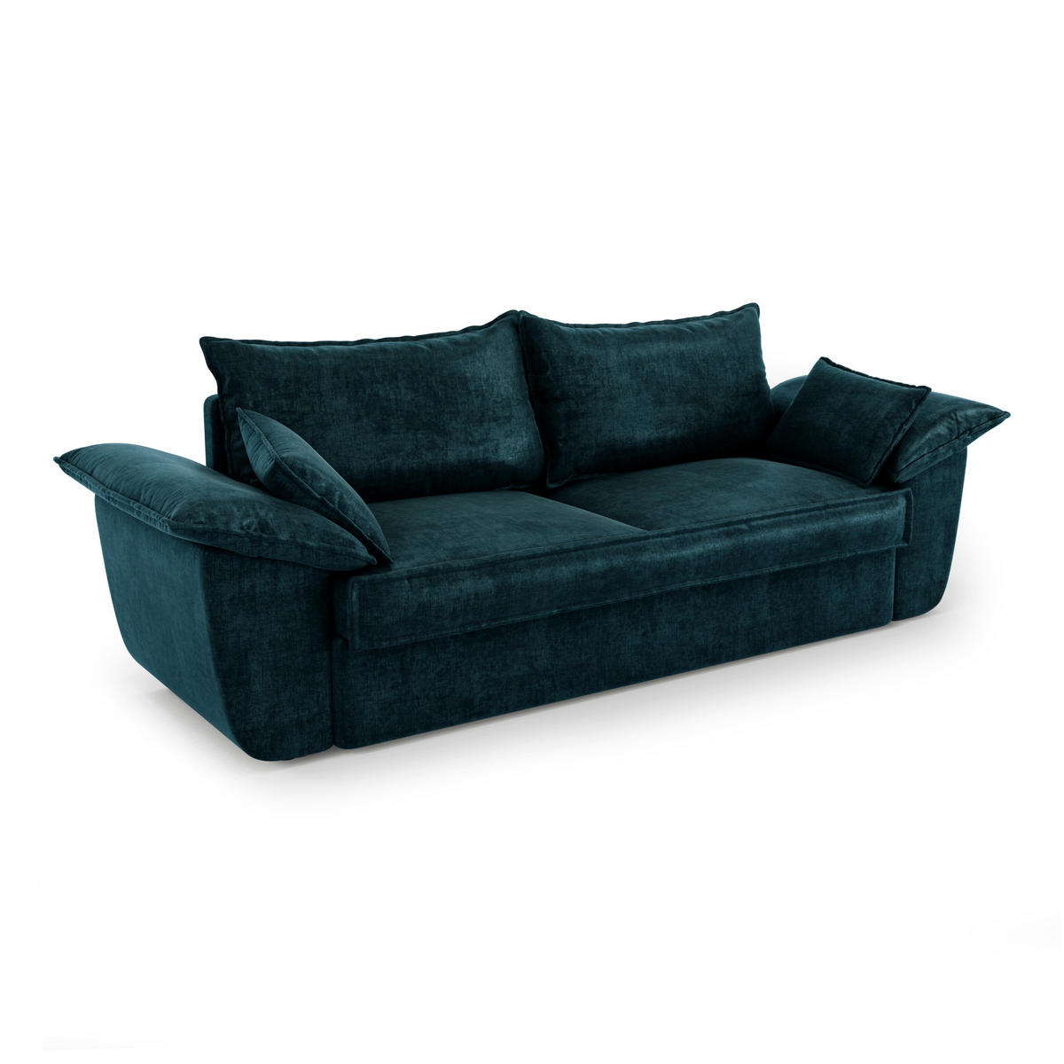 SOFA 3-Sitzer Samt Pfauenblau 232cm - Hellblau, Textil (232/92/102cm) - Sia Home