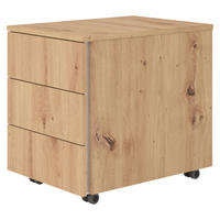 ROLLCONTAINER - mit 3 Schubladen 54,6/39/51 cm in Wildeiche - Wildeiche, Holzwerkstoff (39/51/54.6cm) - bümö