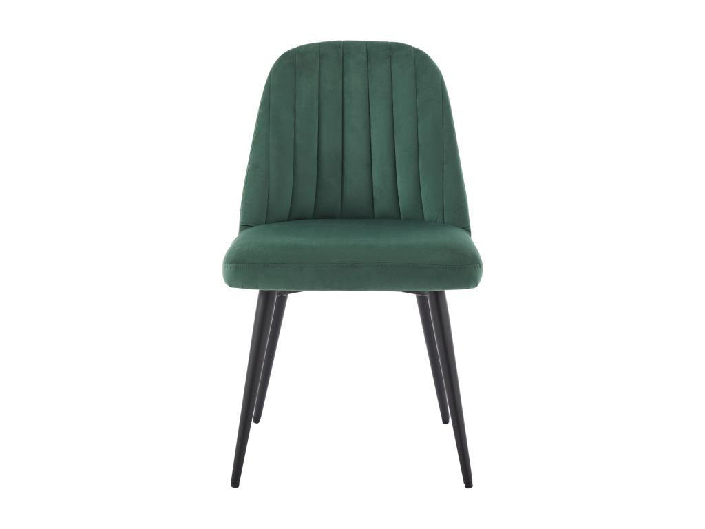 STUHL 2er-Set - Samt & schwarzes Metall - Grün - ELEANA - Grün, Textil (52/81/49cm) - Vente-Unique