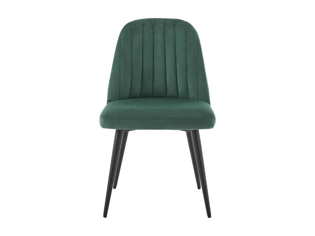 STUHL 2er-Set - Samt & schwarzes Metall - Grün - ELEANA - Grün, Textil (52/81/49cm) - Vente-Unique