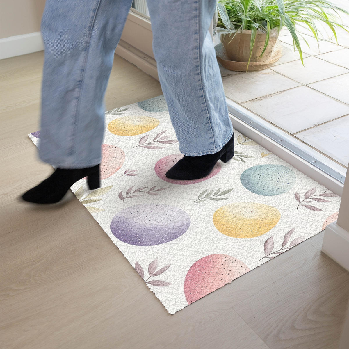 FUSSMATTE Eier - Bunt - Muster 90x60 cm - Multicolor, Kunststoff (60/90cm) - MuchoWow