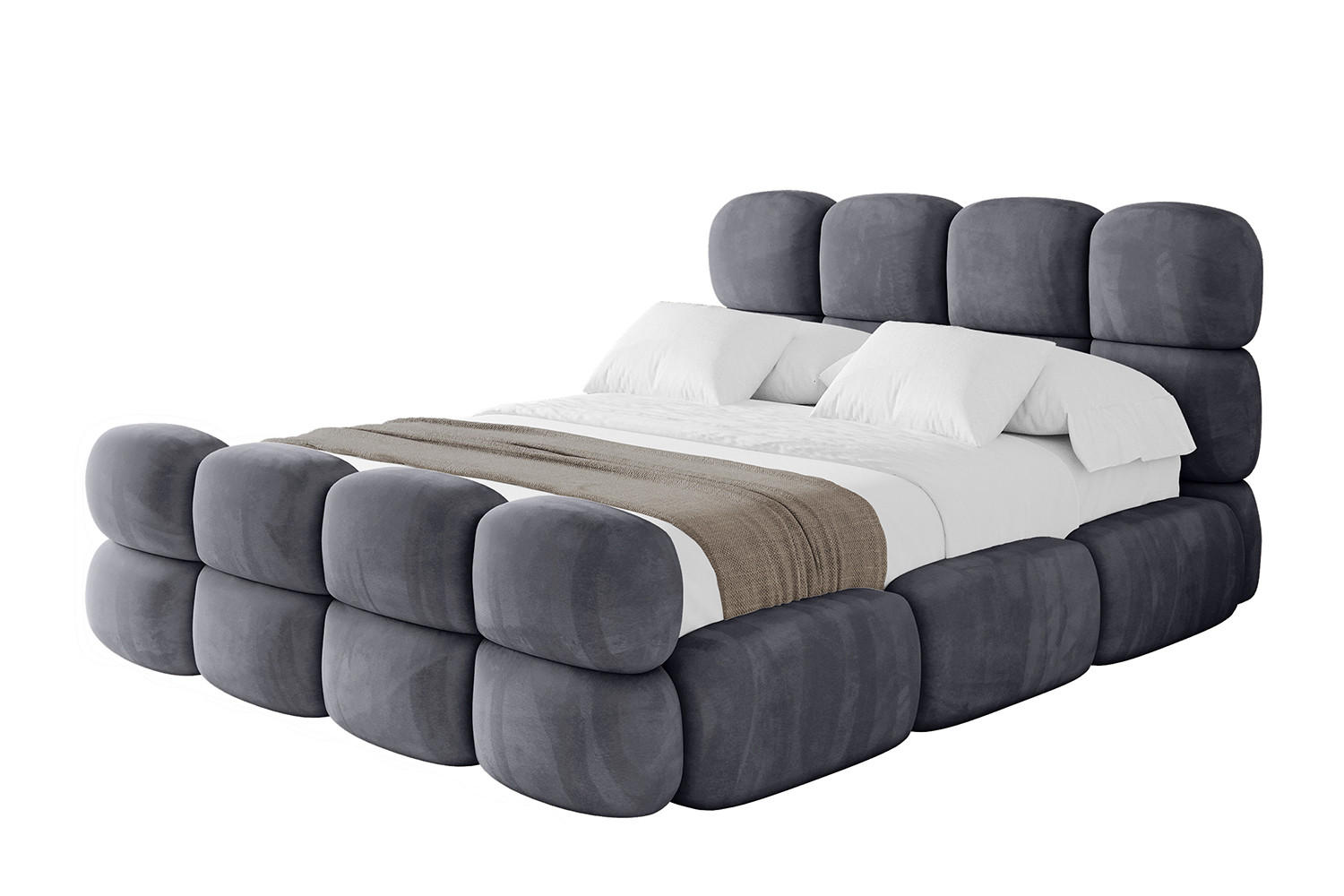 POLSTERBETT mit Bettkasten, Fußteil und Lattenrost, Bett mit Matratze H3/H4 - NOMA-Z 180x200 Dunkelgrau - Dunkelgrau, Holzwerkstoff/Textil (180/200cm) - ALTDECOR