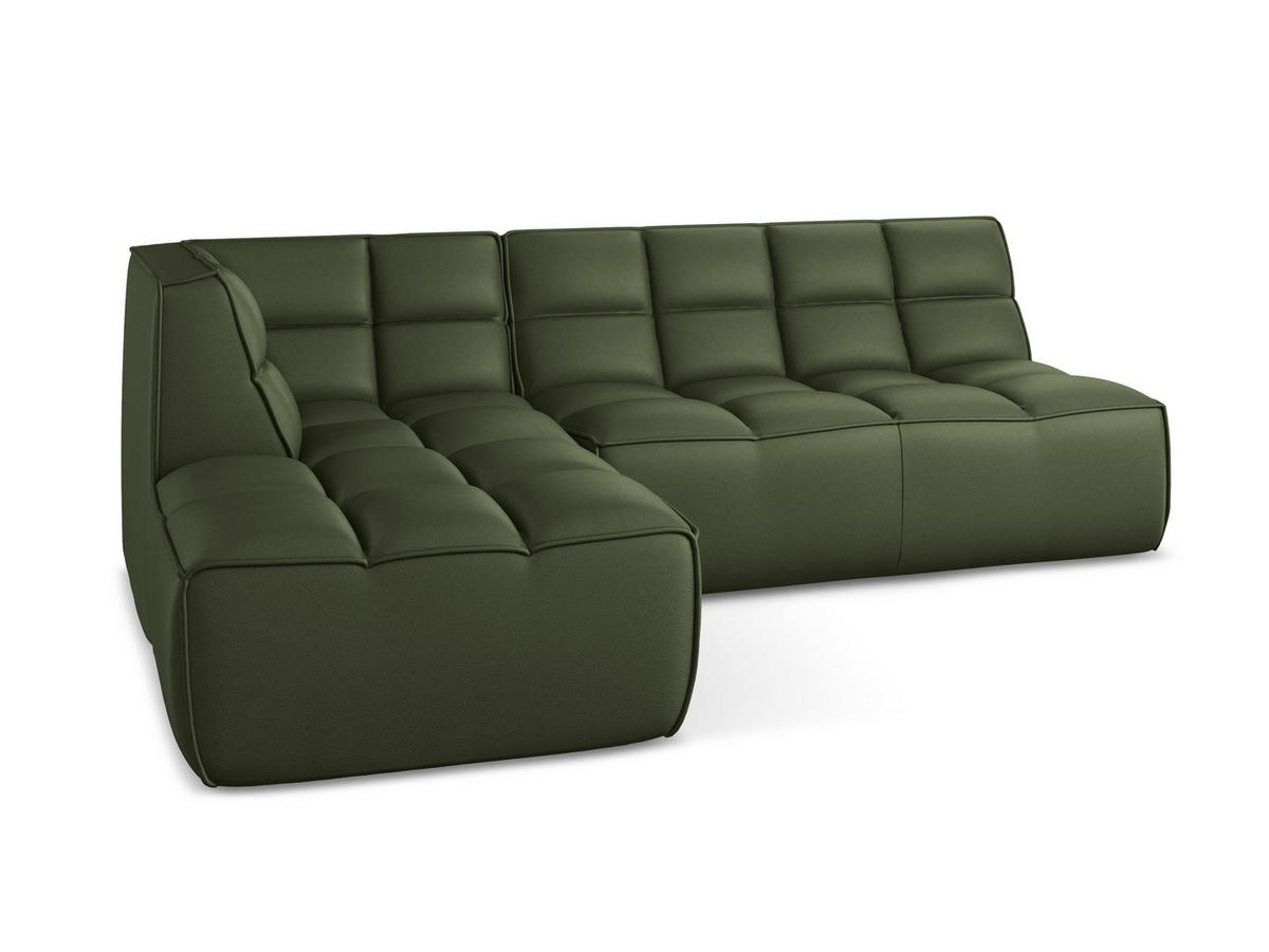 ECKSOFA Beidseitig Kunstleder Grün - Schwarz/Grün, Leder/Kunststoff (258/178cm) - Makamii