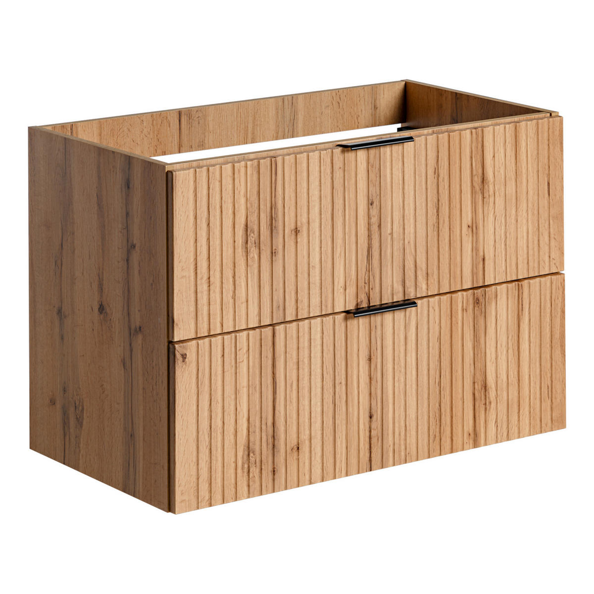 WASHTISCHKOMBI ADEN SET1 Profilierte Fronten Eiche - Eichefarben/Schwarz, Glas/Holzwerkstoff (80/75/46cm) - Komodee