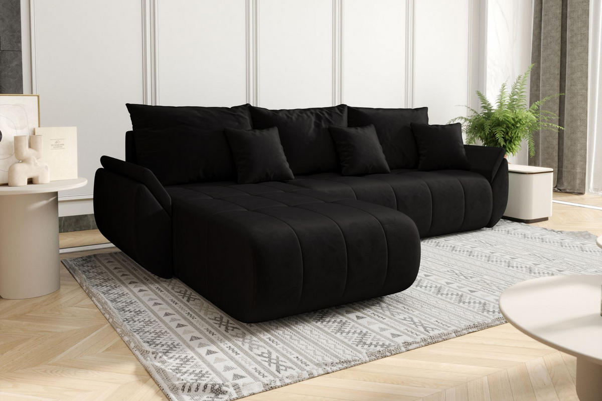 ECKSOFA Mit Schlaffunktion Und Bettkasten TOKYO, Stoff MONOLITH, Anthrazit, Links - Anthrazit, Holz (280/190cm) - Kaiser Möbel