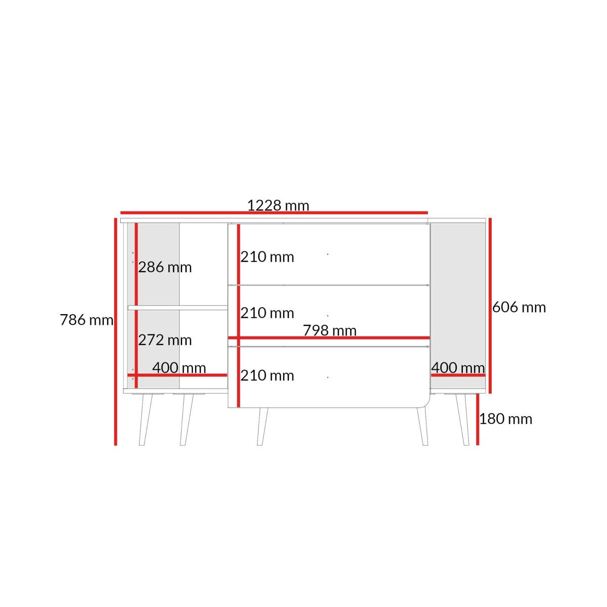 KOMMODE mit Schubladen Chloe 1D3S 120 Weiß (schwarzer oder goldener Griff) - Schwarz/Weiß, Holzwerkstoff/Kunststoff (120/78/40cm) - mzm24