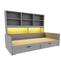 AUSZIEHBETT 90/180/200 cm mit Stauraum und LED, DE-41639, in Grau - Grau, Holzwerkstoff (90/200cm) - ComfortXL