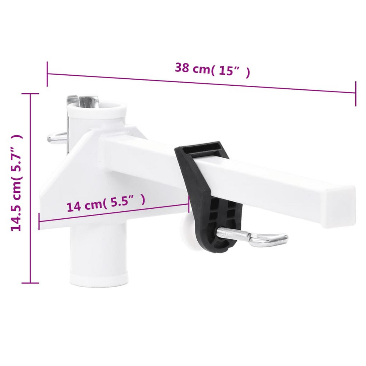 SONNENSCHIRMHALTER Für Balkon Weiss 38 Mm Stahl - Weiß, Metall (38/14cm) - vidaXL