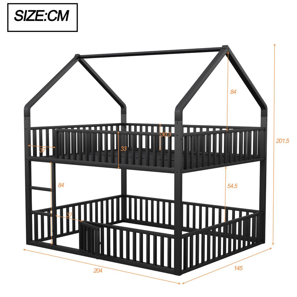 ETAGENBETT Metall Schwarz 90/140x200 cm 2-tlg. - Schwarz, Metall (90/200cm) - ComfortXL