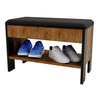 GARDEROBENBANK Nussbaumfarben 46/66/33cm - Nussbaumfarben/Schwarz, Holzwerkstoff (33/46/66cm) - CraftPAK