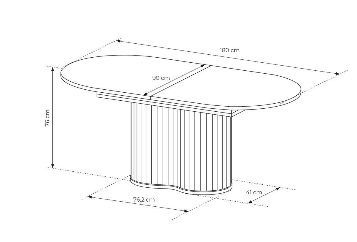 ESSTISCH Rivo Eiche Cremona, Esstisch mit kanneliertem Fuß - Eichefarben, Holzwerkstoff/Metall (90/220/76cm) - Bettso