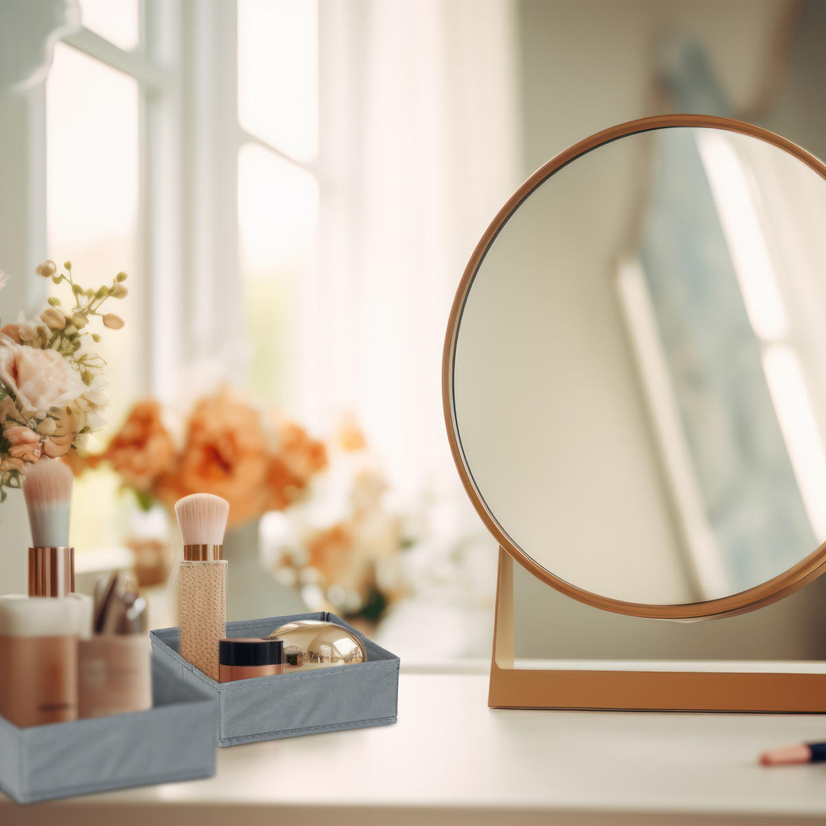 4-DIELNY organizér na zásuvky - sivá, textil (35/10/33cm) - Relaxdays