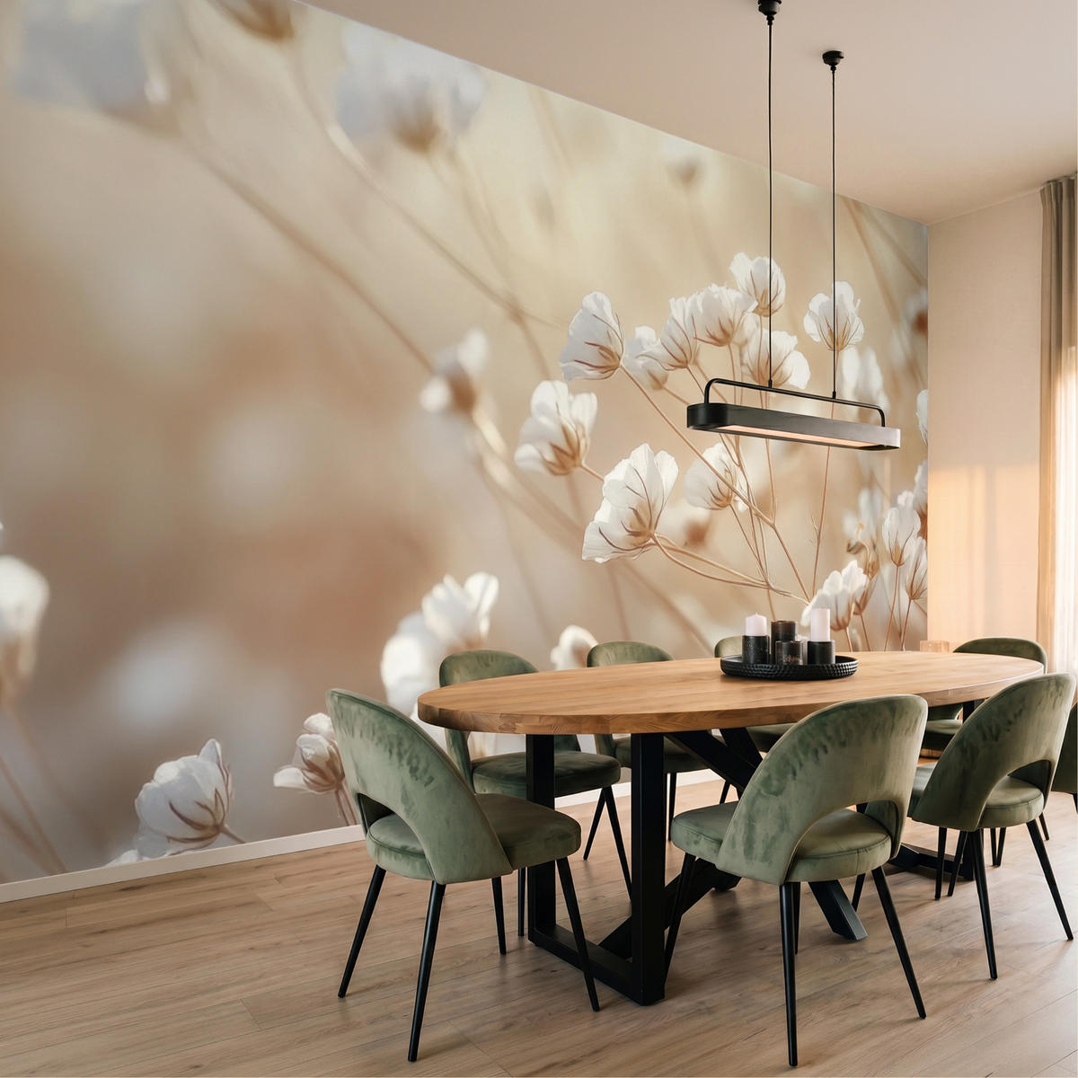 TAPETE - Wild - Blumen - Weiß - 400x240 cm - Creme, Papier (400/240cm) - OnlyWow