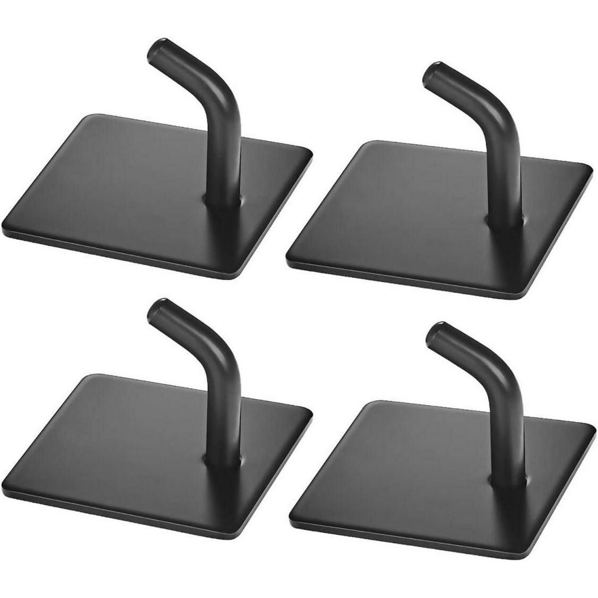 HANDTUCHHAKEN 4er Set Schwarz Selbstklebend - Schwarz, Metall (4.5/3.2/4.5cm)